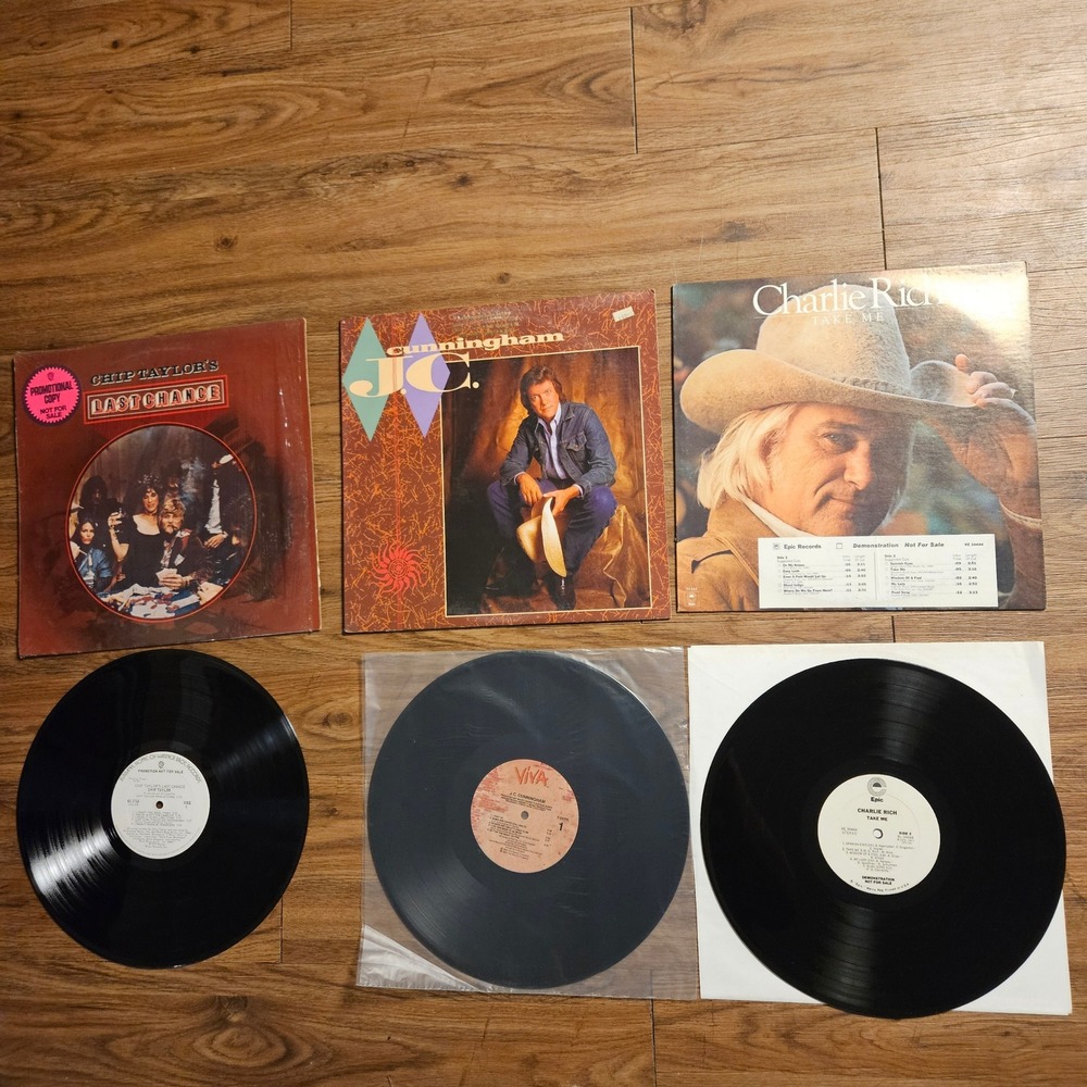Lot of 3 70s Country Vinyl - Charlie Rich,‎ Chip Taylor, J.C. Cunningham PROMO